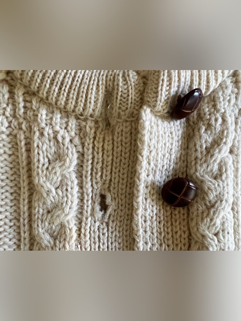 Classic Cream Cable Knit Button-Up Cardigan - Picture 3 of 10